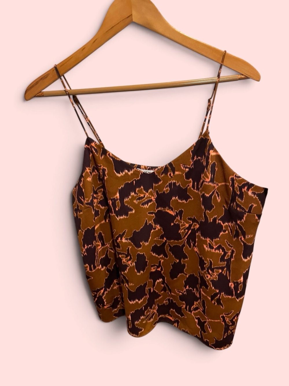 Cute silky pumpkin spicy cami tank coquette work Nine West skinny strap